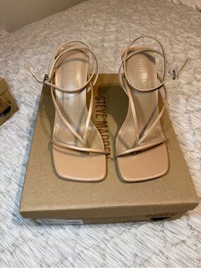 Annie Nude Strappy Square-Toe Heeled Sandals